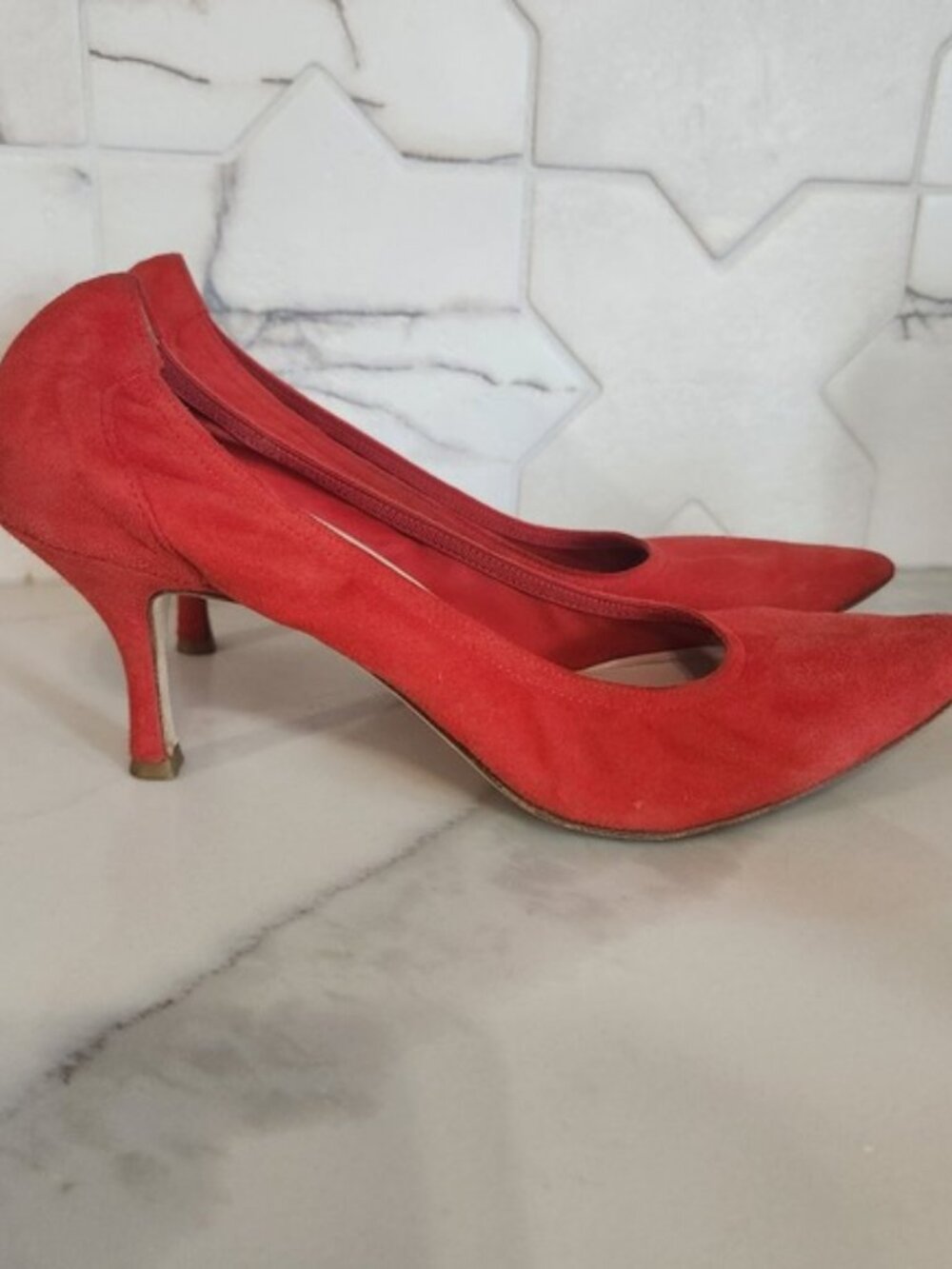 Canto‎ De Ricci Italy Suede Pointed Toe Kitten Heel Pumps Size 39 Christmas - Picture 5 of 8